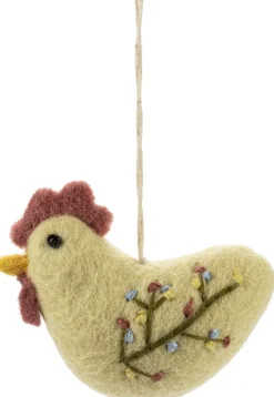 Anhänger Filz-Hahn bestickt