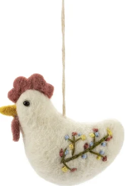 Anhänger Filz-Hahn bestickt