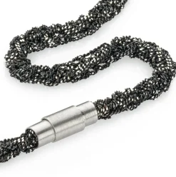 Armband gestrickt, Silber oxidiert