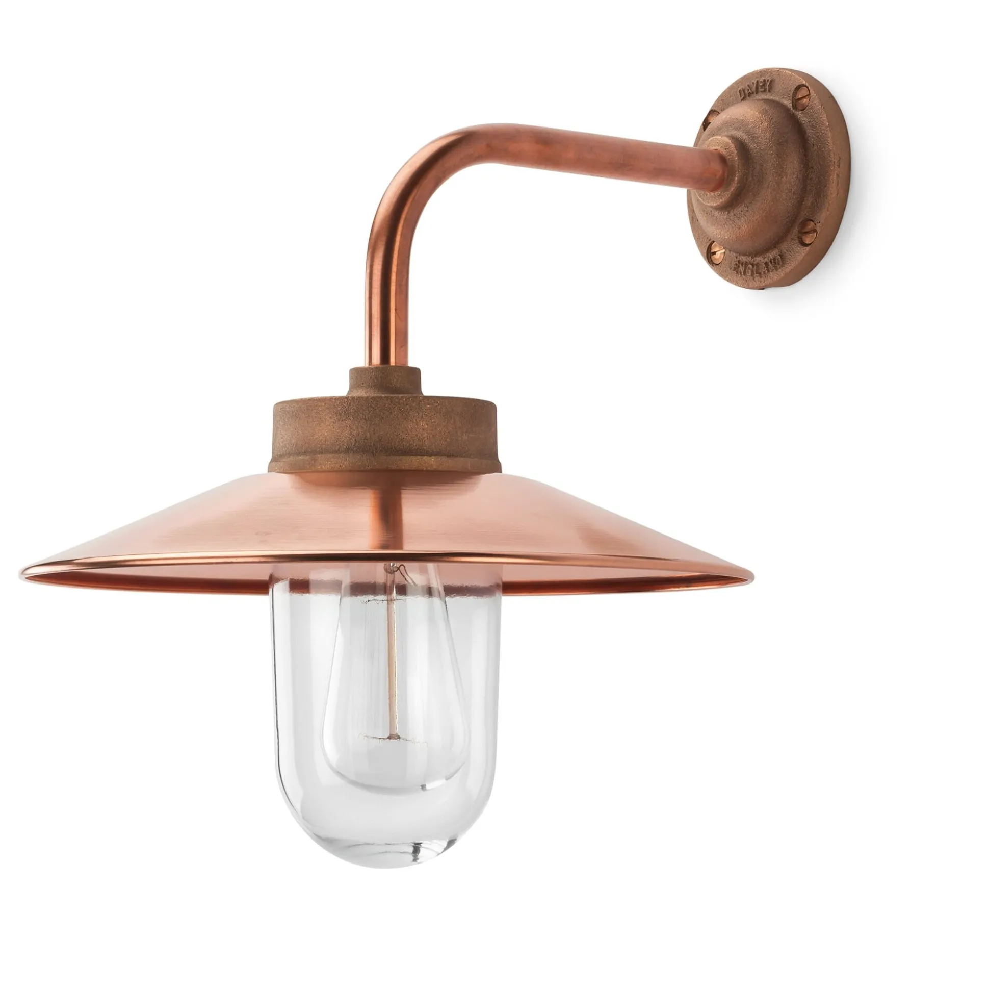 Außenwandleuchte Bronzeguss und Kupfer rechtwinklig