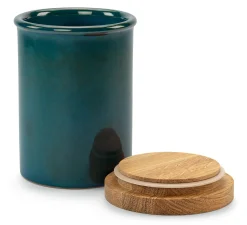 Aufbewahrungsdose Steinzeug mit Eichenholzdeckel