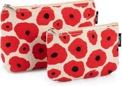 Aufräumer Blumenprint, rot-natur