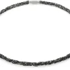 Collier gestrickt, Silber oxidiert