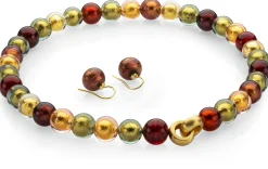 Collier Muranoglas, Bordeaux-Grün-Gold