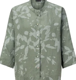 Damenbluse Hanf gemustert