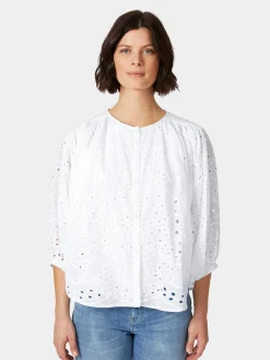 Damenbluse Lochstickerei
