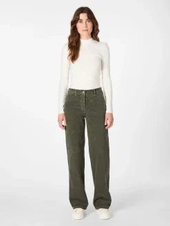 Damen-Cordhose weites Bein