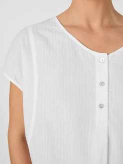 Damen-Kurzarmbluse Seersucker