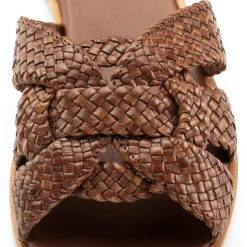 Damen-Lederpantolette geflochten
