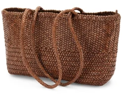 Damen-Ledershopper geflochten, Braun