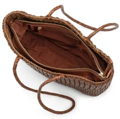 Damen-Ledershopper geflochten, Braun