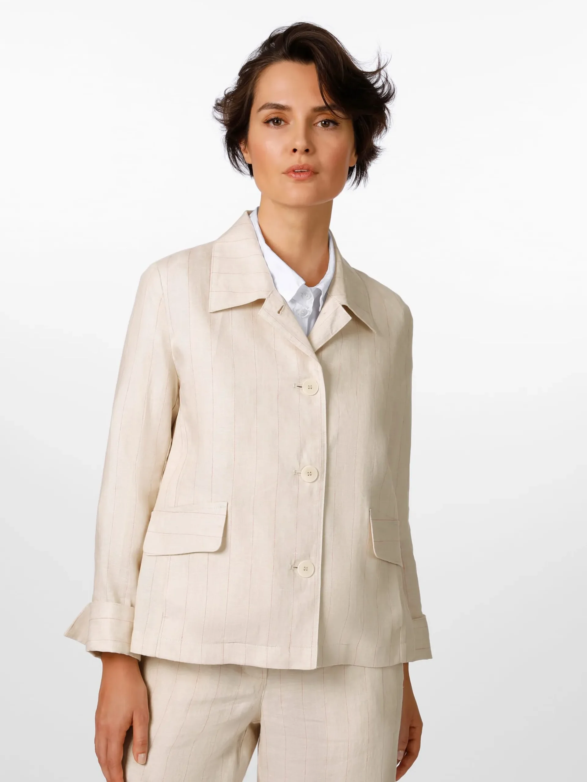 Damen-Leinenjacke Streifen