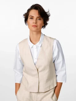 Damen-Leinenweste Streifen
