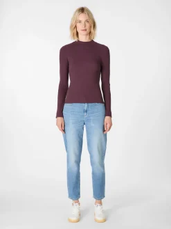 Damen-Rippenshirt Langarm