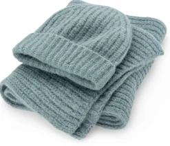 Damen-Rippenstrickschal, Petrol