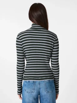 Damen-Rollkragenshirt gestreift