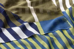 Damenschal gestreift, blau-grün