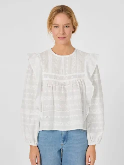 Damen-Stickereibluse mit Volants