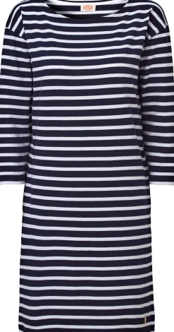 Damen-Strickkleid geringelt