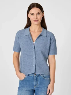 Damen-Strickpolo geknöpft