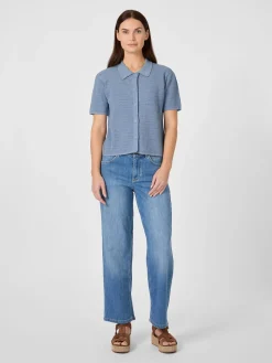 Damen-Strickpolo geknöpft