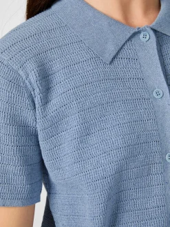 Damen-Strickpolo geknöpft