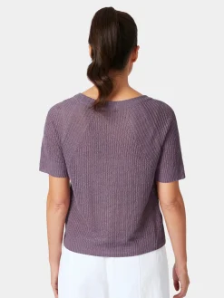 Damen-Strickshirt Halbarm Leinen