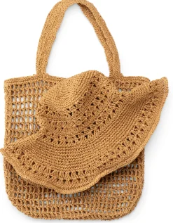 Damen-Tote Bag Raffia, natur