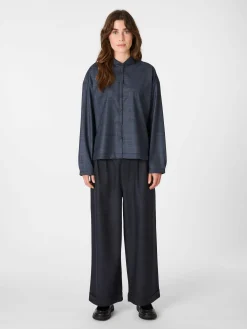 Damen-Wollbluse kariert