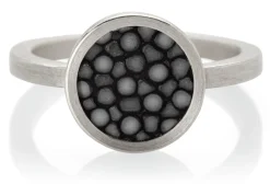 Fingerring Silber-Rochenleder schmal