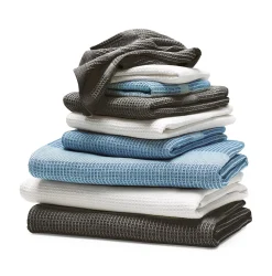 Handtuch Waffelpiqué Halbleinen Schwarz