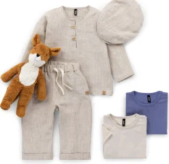 Kinder-Langarmshirt Leinen gestreift