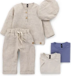 Kinder-Langarmshirt Leinen gestreift