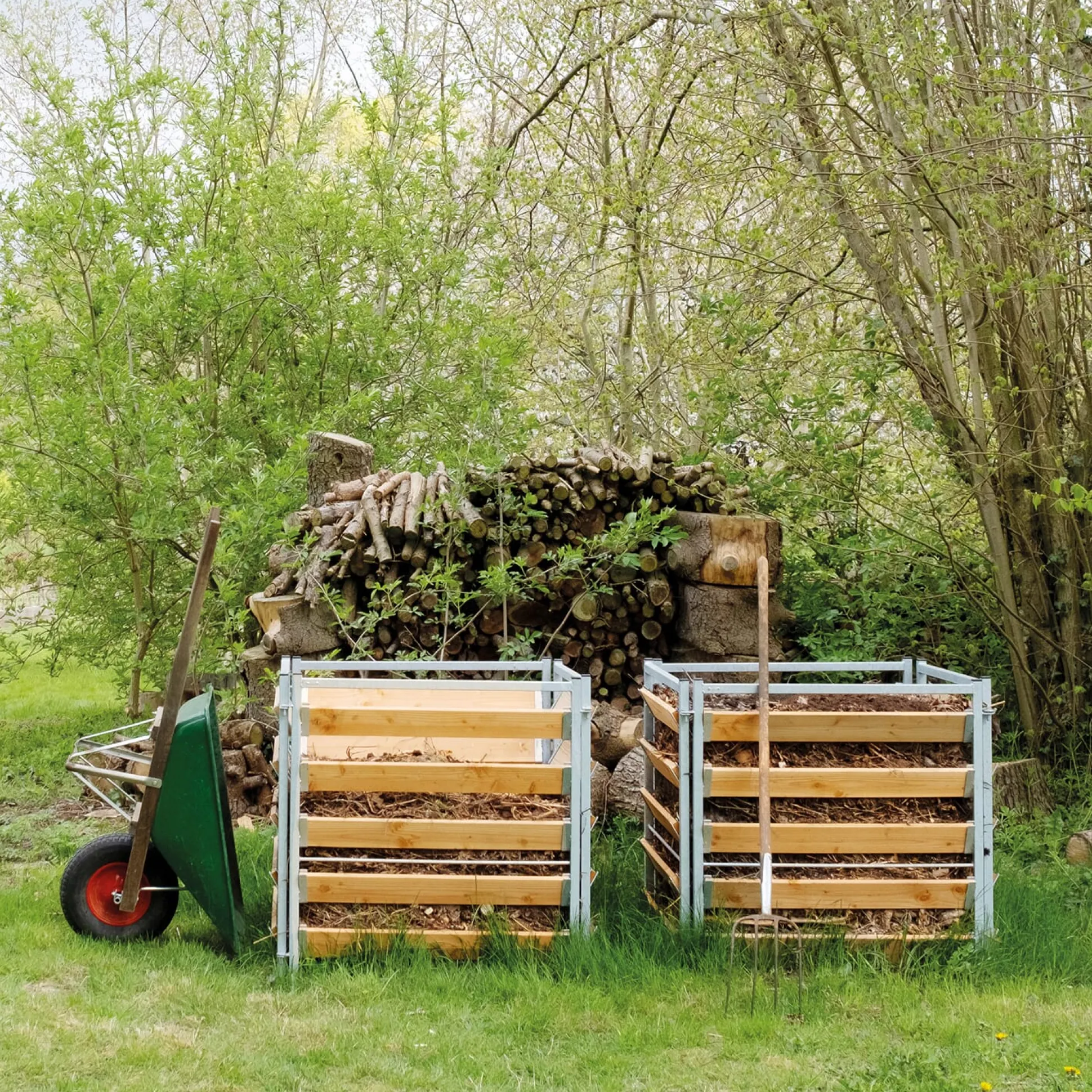 Kompostkiste Stahl verzinkt, Lärchenholz