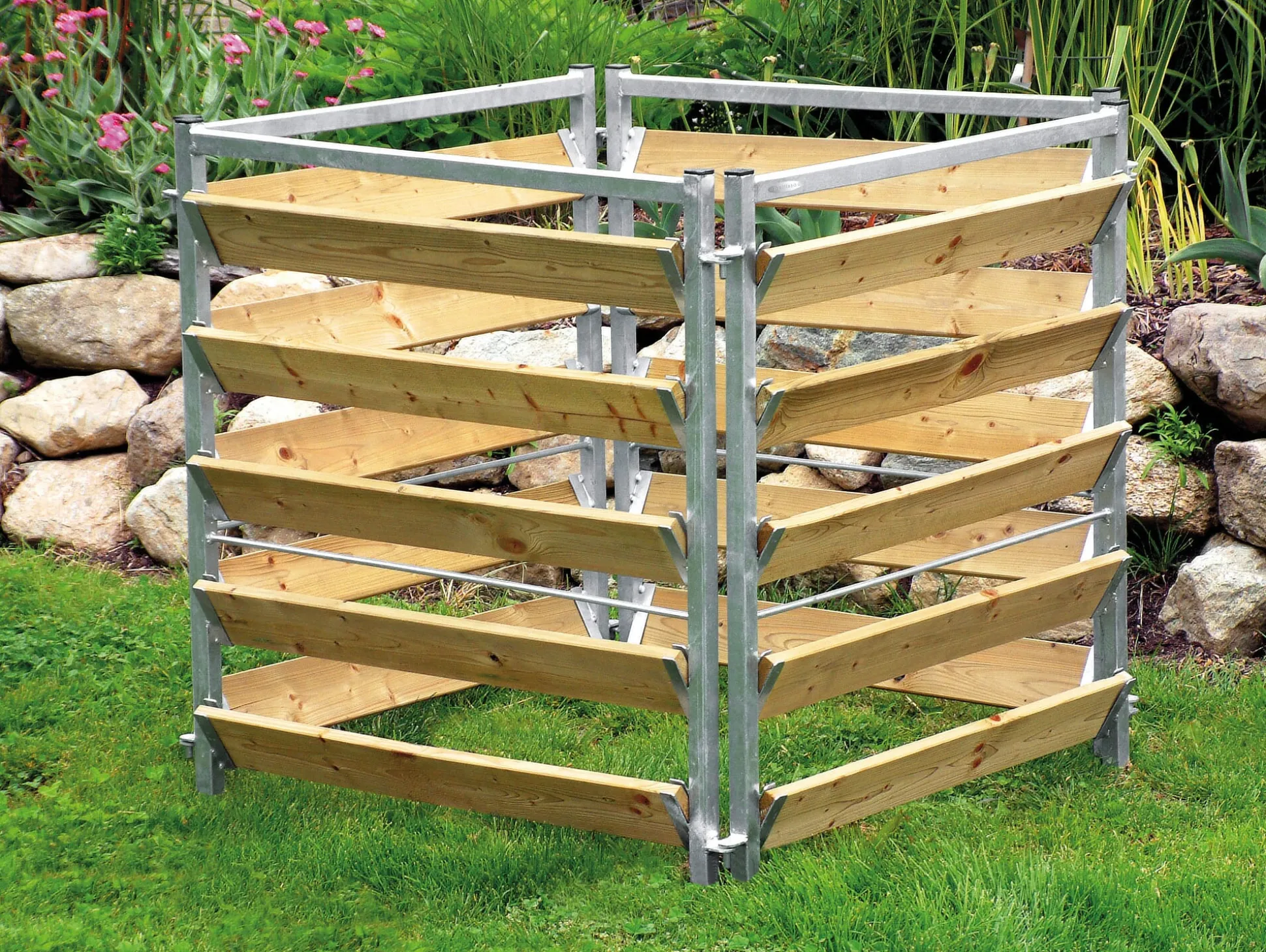 Kompostkiste Stahl verzinkt, Lärchenholz