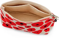 Kulturbeutel Blumenprint, rot-natur