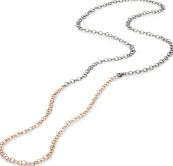 Lange Kette Hammerschlag, Roségold-Oxid