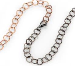 Lange Kette Hammerschlag, Roségold-Oxid