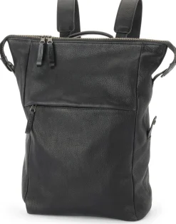 Laptop-Lederrucksack, schwarz