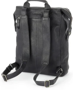 Laptop-Lederrucksack, schwarz