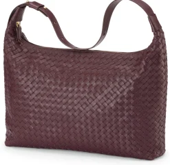 Lederhandtasche geflochten, weinrot