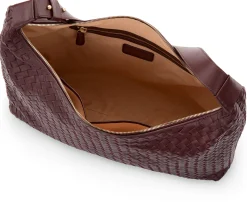 Lederhandtasche geflochten, weinrot