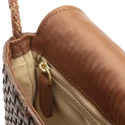 Leder-Handytasche geflochten, Braun