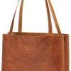 Ledershopper klein, cognac