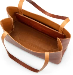 Ledershopper klein, cognac