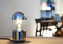 LED-Kopfspiegellampe Globe, Chrom