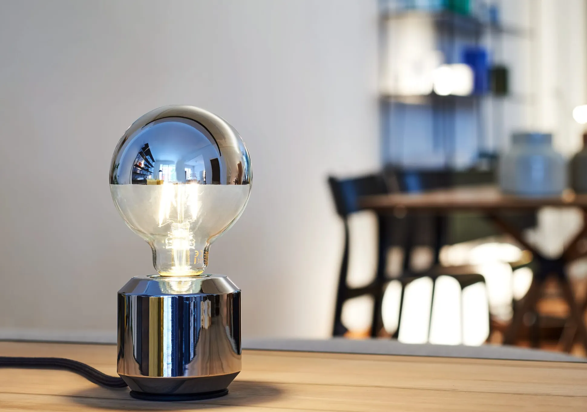 LED-Kopfspiegellampe Globe, Chrom