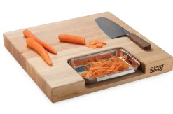 Schneidebrett mit Saftrille und Auffangschale