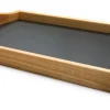 Tablett Kirschbaumholz mit Linoleumfläche
