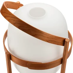 Tisch- und Bodenleuchte Kirschholz und Glas